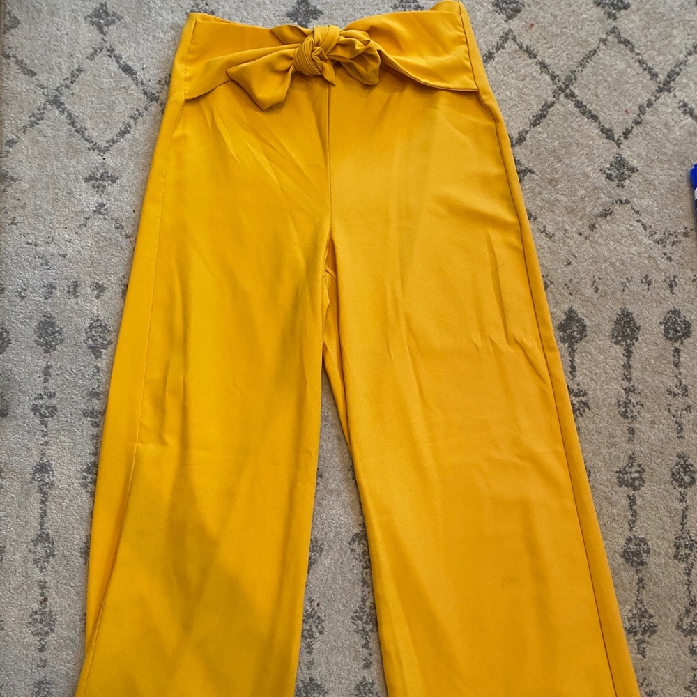 Vibrant Yellow Flared Pant with Tie